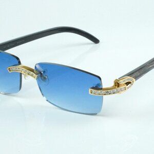 Custom VVS White Moissanite Diamond Carti Marbled Black Buffs (Blue Tint)